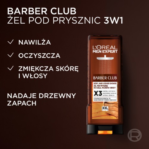 Zdjęcie produktu - 2 L'Or&eacute;al Men Expert Barber Club 3w1 Żel do mycia ciała włos&oacute;w i brody dla mężczyzn, 400 ml