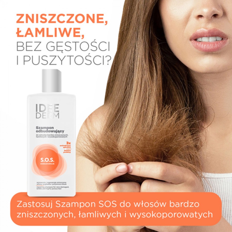 Miniaturka artykułu - #0 Idee Derm Szampon odbudowujący do włos&oacute;w zniszczonych, łamliwych i wysokoporowatych, 300 ml