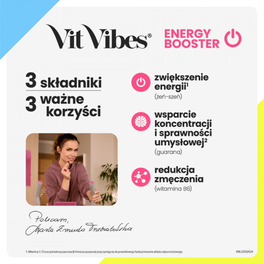 Miniaturka artykułu - #1 Vit Vibes Energy Booster żelki smak truskawkowy, 60 szt.