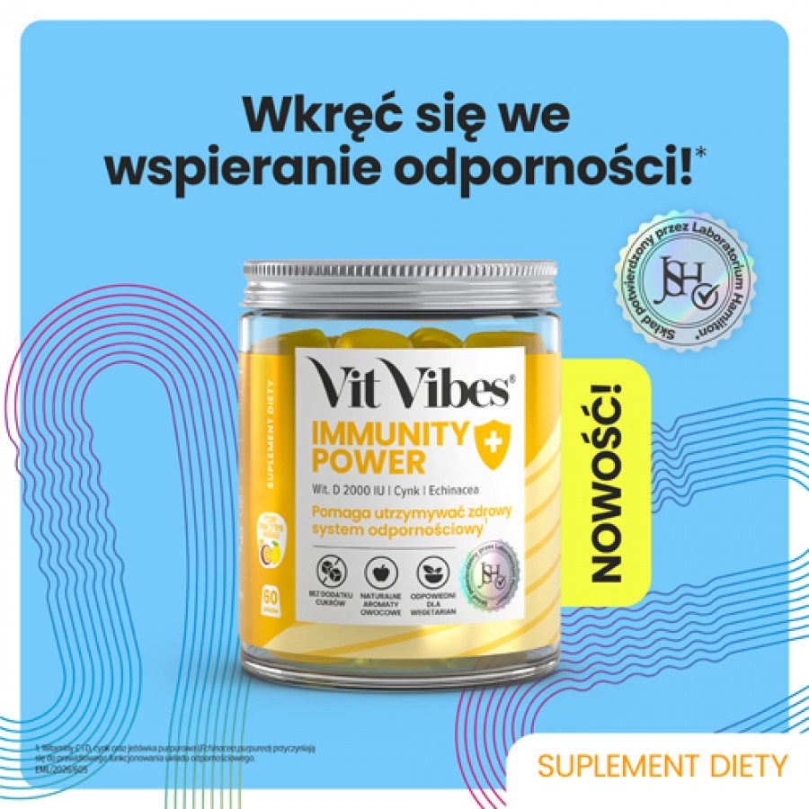 Miniaturka artykułu - #0 Vit Vibes Immunity Power żelki smak marakuja cytryna, 60 szt.