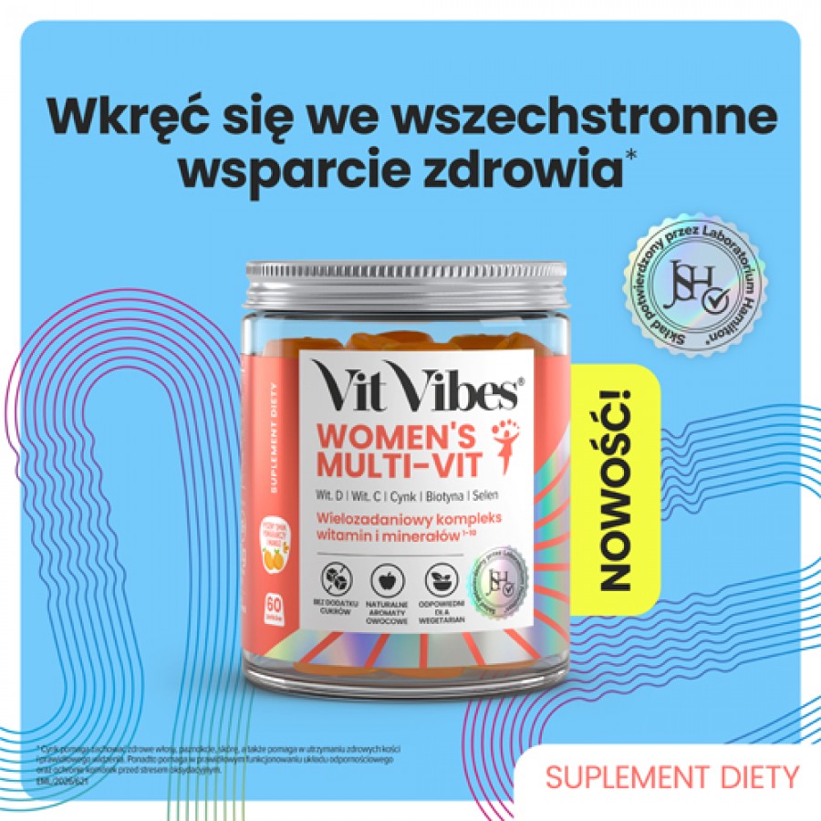 Miniaturka artykułu - #0 Vit Vibes Women's Multi-Vit żelki smak pomarańcza i mango, 60 szt.