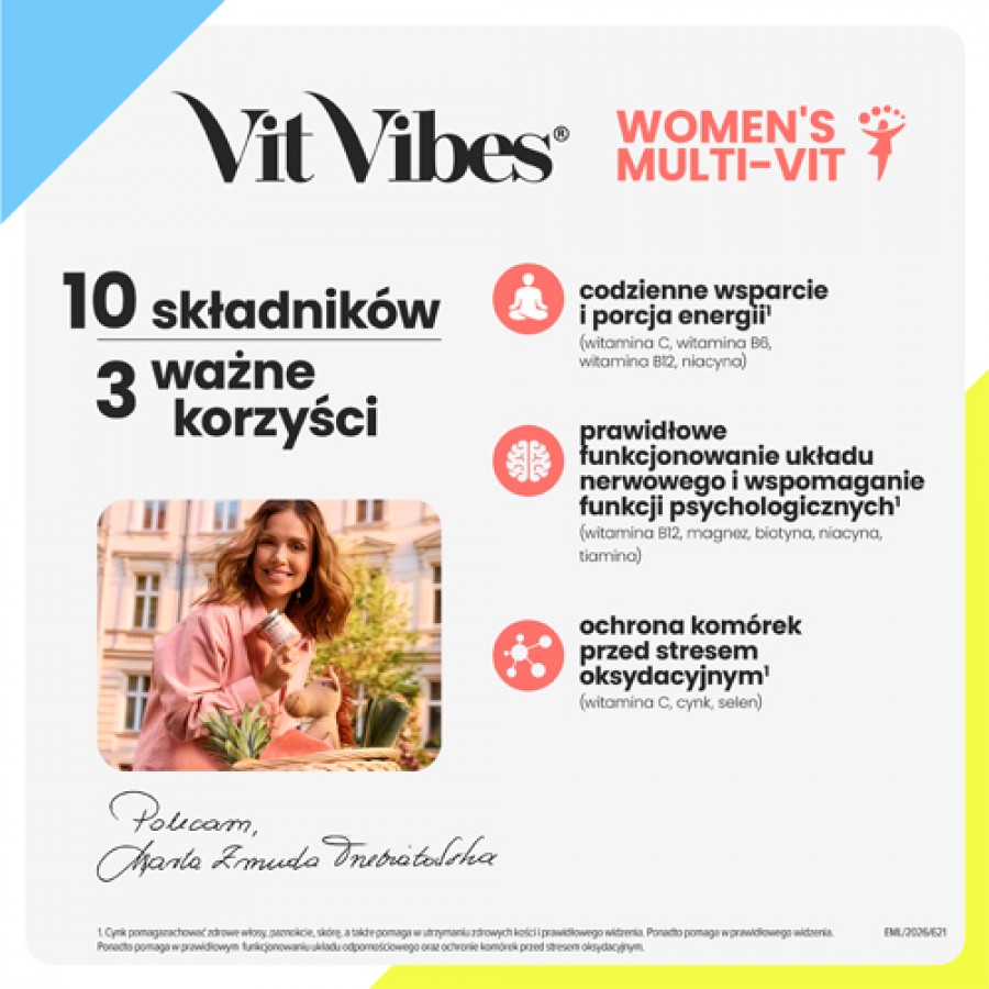 Miniaturka artykułu - #1 Vit Vibes Women's Multi-Vit żelki smak pomarańcza i mango, 60 szt.
