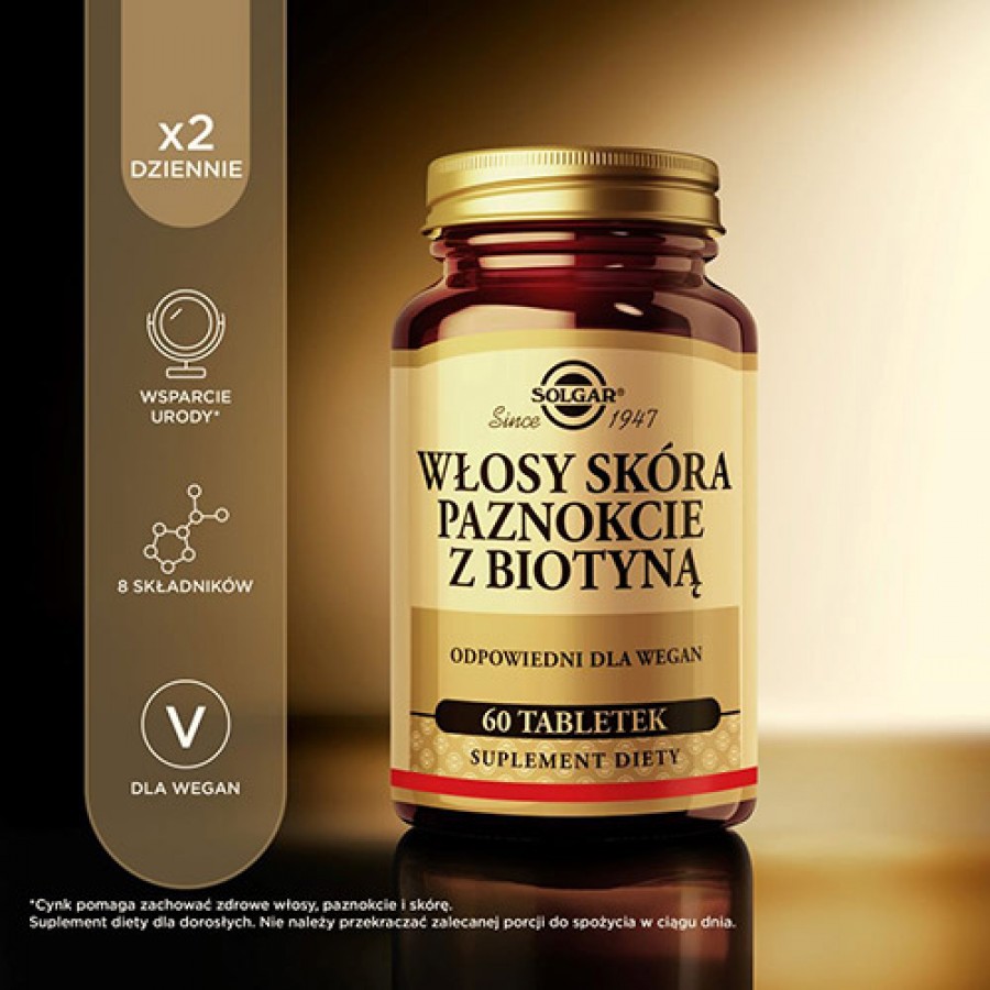 #4 – Solgar Włosy Sk&oacute;ra Paznokcie z Biotyną, 60 tabl.