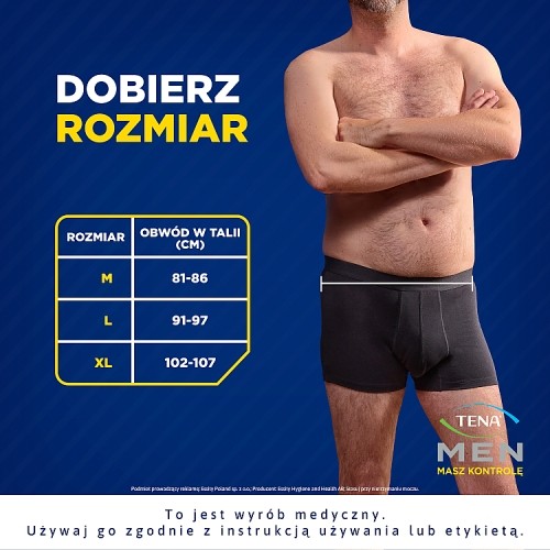 Zdjęcie produktu - 8 Tena Men Protective Boxer Wielorazowe bokserki ochronne dla mężczyzn M, 1 szt.