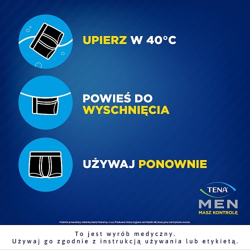 Zdjęcie produktu - 7 Tena Men Protective Boxer Wielorazowe bokserki ochronne dla mężczyzn L, 1 szt.