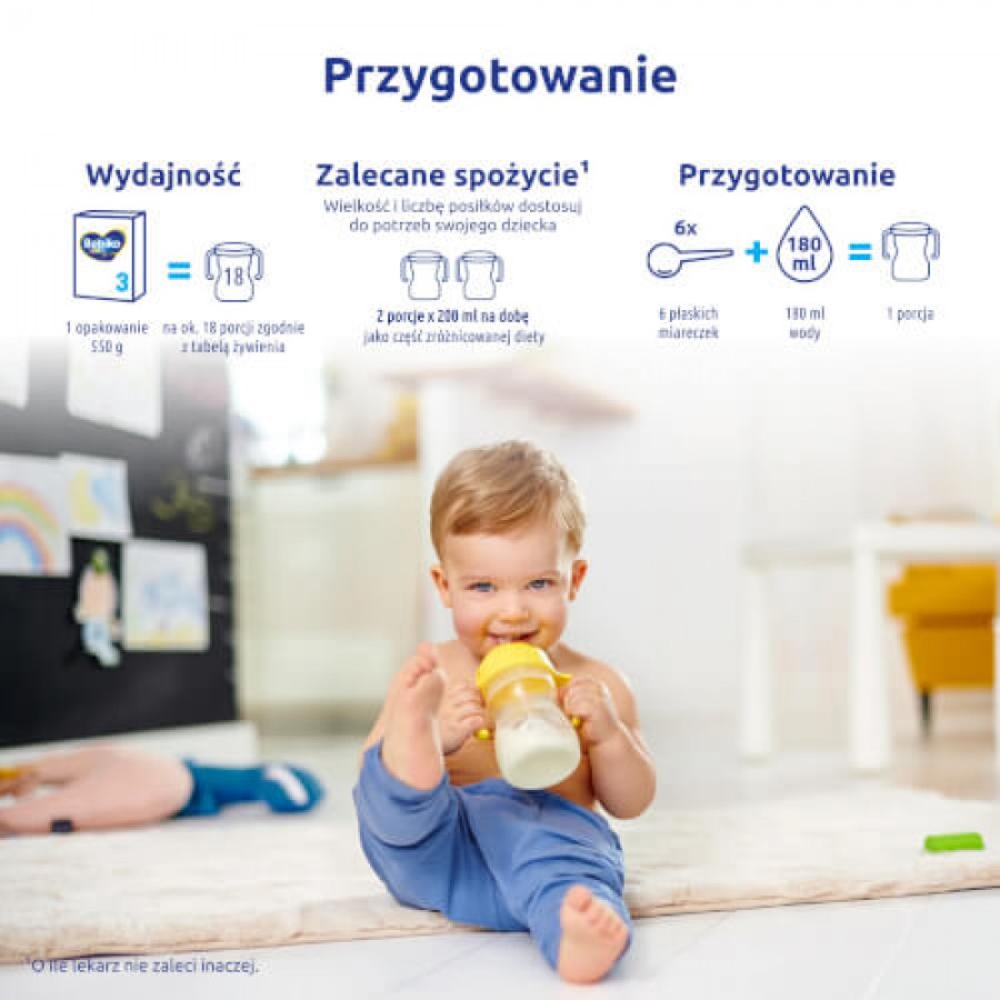 Zdjęcie produktu - 2 Bebiko Junior 3 NutriFlor Expert Odżywcza formuła na bazie mleka dla małych dzieci powyżej 1. roku życia, 550 g