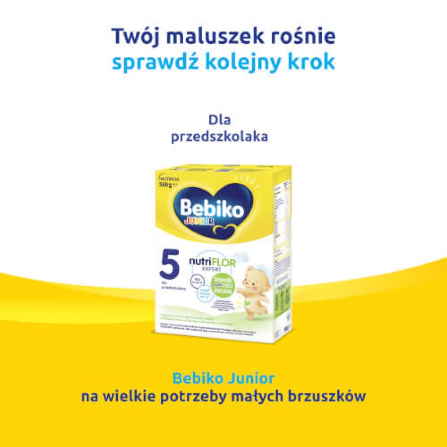 Zdjęcie produktu - 3 Bebiko Junior 4 NutriFlor Expert Odżywcza formuła na bazie mleka dla małych dzieci powyżej 2. roku życia, 550 g