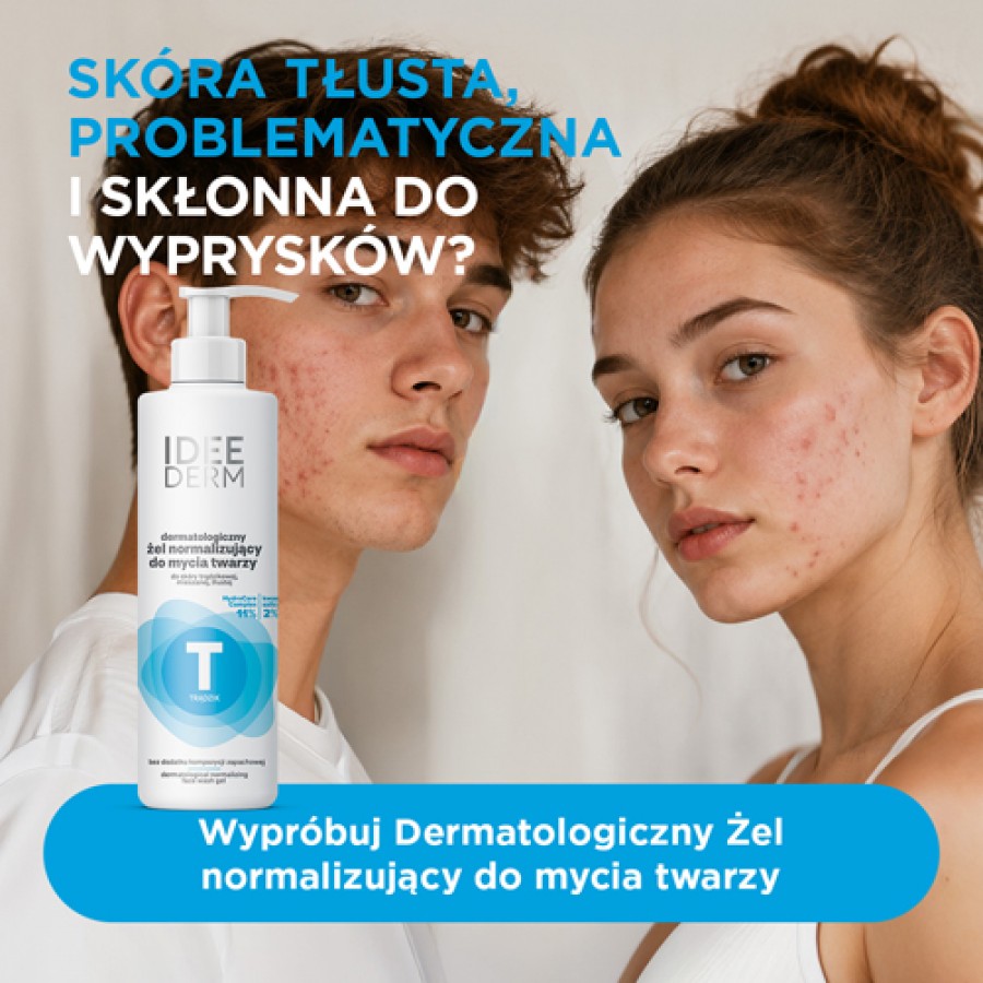 Miniaturka artykułu - #0 Idee Derm Dermatologiczny żel normalizujący do mycia twarzy, 220 ml