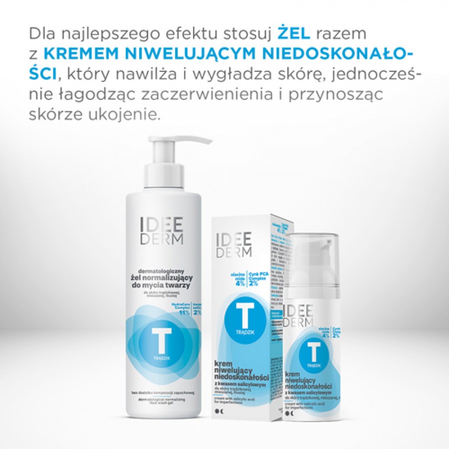 Zdjęcie produktu - 3 Idee Derm Dermatologiczny żel normalizujący do mycia twarzy, 220 ml