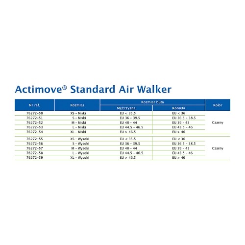 Miniaturka artykułu - #1 Actimove Professional Line Standard Air Walker Orteza na goleń i stopę niska czarna XS