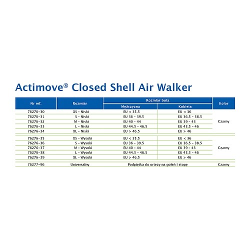 Miniaturka artykułu - #1 Actimove Professional Line Closed Shell Air Walker Orteza na goleń i stopę wysoka czarna S
