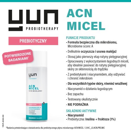 Zdjęcie produktu - 3 YUN ACN MICEL Prebiotyczny płyn micelarny, 200 ml