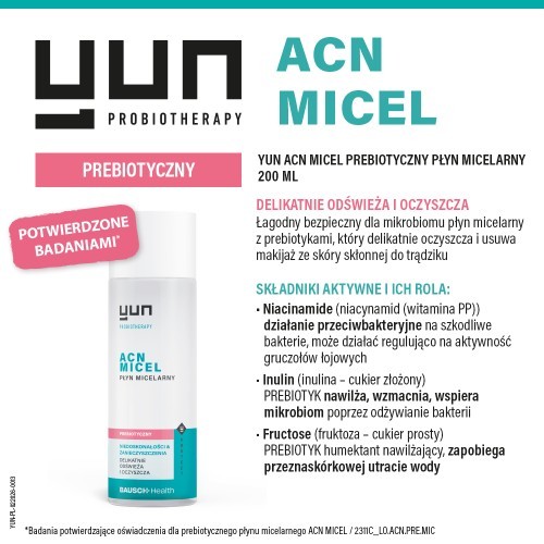 Zdjęcie produktu - 4 YUN ACN MICEL Prebiotyczny płyn micelarny, 200 ml
