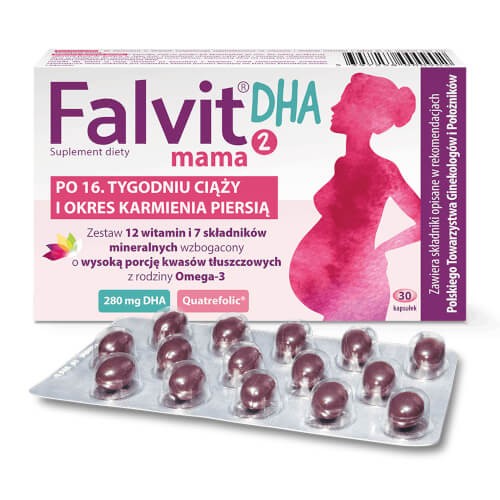 Miniaturka artykułu - #0 Falvit Mama 2 DHA, 30 kaps. - witaminy dla kobiet w ciąży i karmiących piersią
