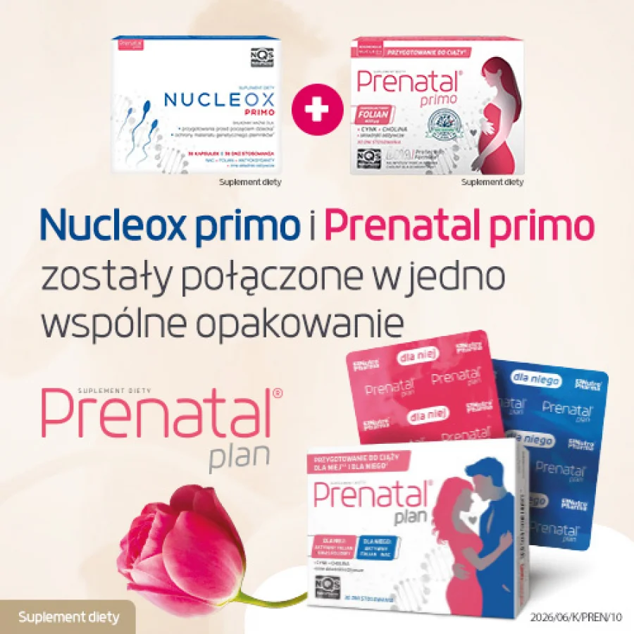 #1 – Prenatal Plan Prenatal Primo, 30 kaps. + Nucleox Primo, 30 kaps. - przygotowanie do ciąży dla kobiet i mężczyzn