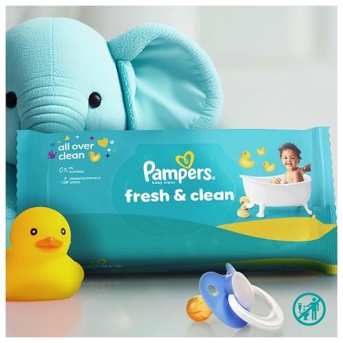 Miniaturka artykułu - #1 Pampers Fresh Clean Chusteczki nawilżane, 12 x 80 szt.