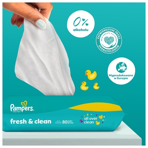 Zdjęcie produktu - 3 Pampers Fresh Clean Chusteczki nawilżane, 12 x 80 szt.