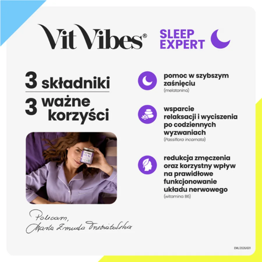 #1 – Vit Vibes Sleep Expert żelki z melatoniną o smaku jagodowym z nutą lawendy, 60 szt.