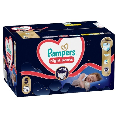Miniaturka artykułu - #0 Pampers Night Pants 5 Pieluchomajtki dla dzieci, 92 szt.