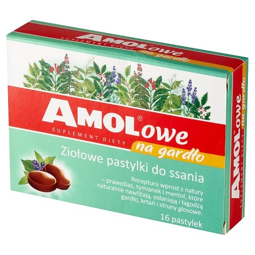 Miniaturka artykułu - #1 Amolowe Na gardło ziołowe pastylki do ssania, 16 szt.