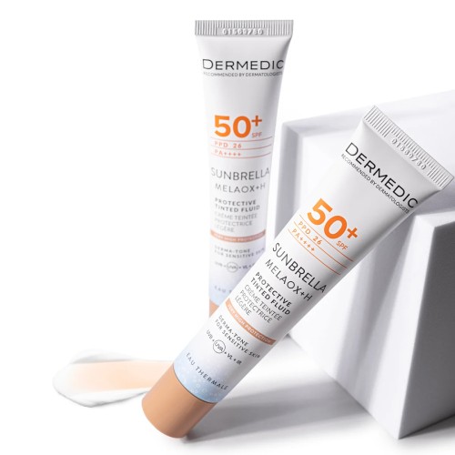Miniaturka artykułu - #0 Dermedic Sunbrella Tonujący lekki krem ochronny do twarzy SPF 50+ do sk&oacute;ry wrażliwej, 40 ml