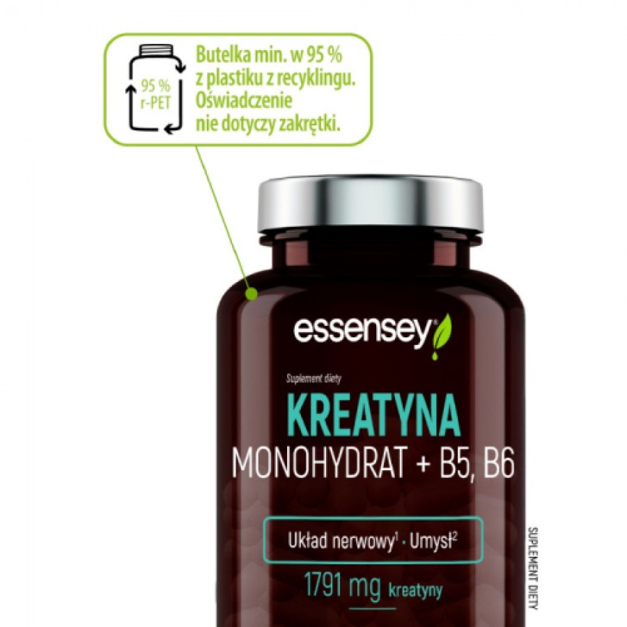 Zdjęcie produktu - 2 Essensey Kreatyna Monohydrat + B5, B6, 90 kaps.