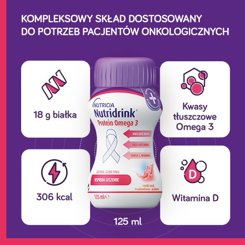 #4 – Nutridrink Protein Omega 3 rześki smak truskawkowo-malinowy megapack, 24 x 125 ml