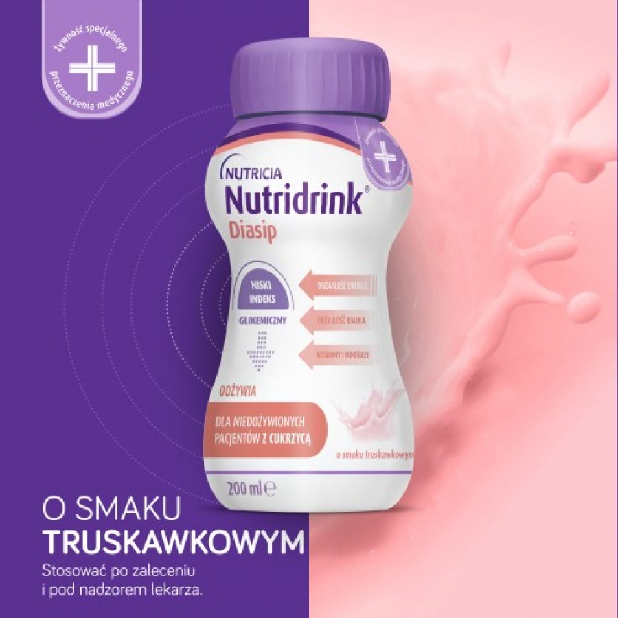 Miniaturka artykułu - #1 Nutridrink Diasip o smaku truskawkowym, 4 x 200 ml