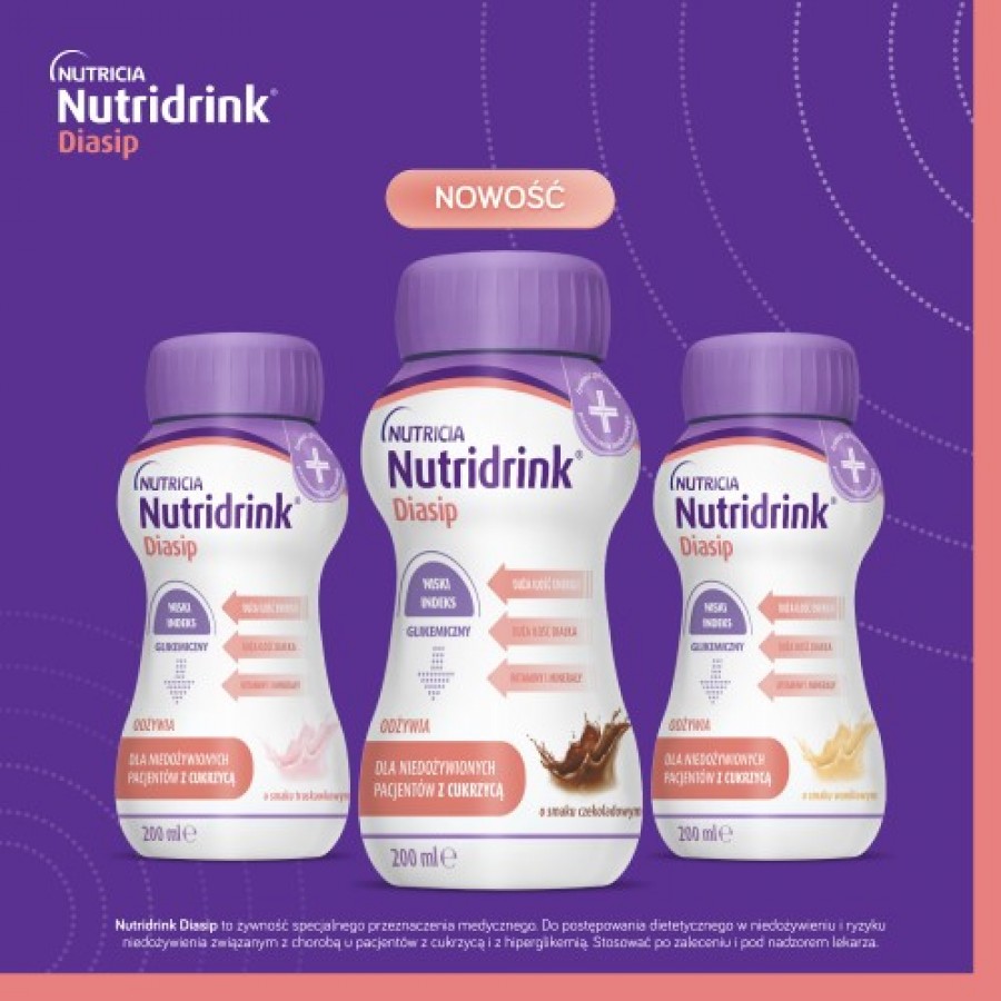 Zdjęcie produktu - 4 Nutridrink Diasip o smaku truskawkowym, 4 x 200 ml