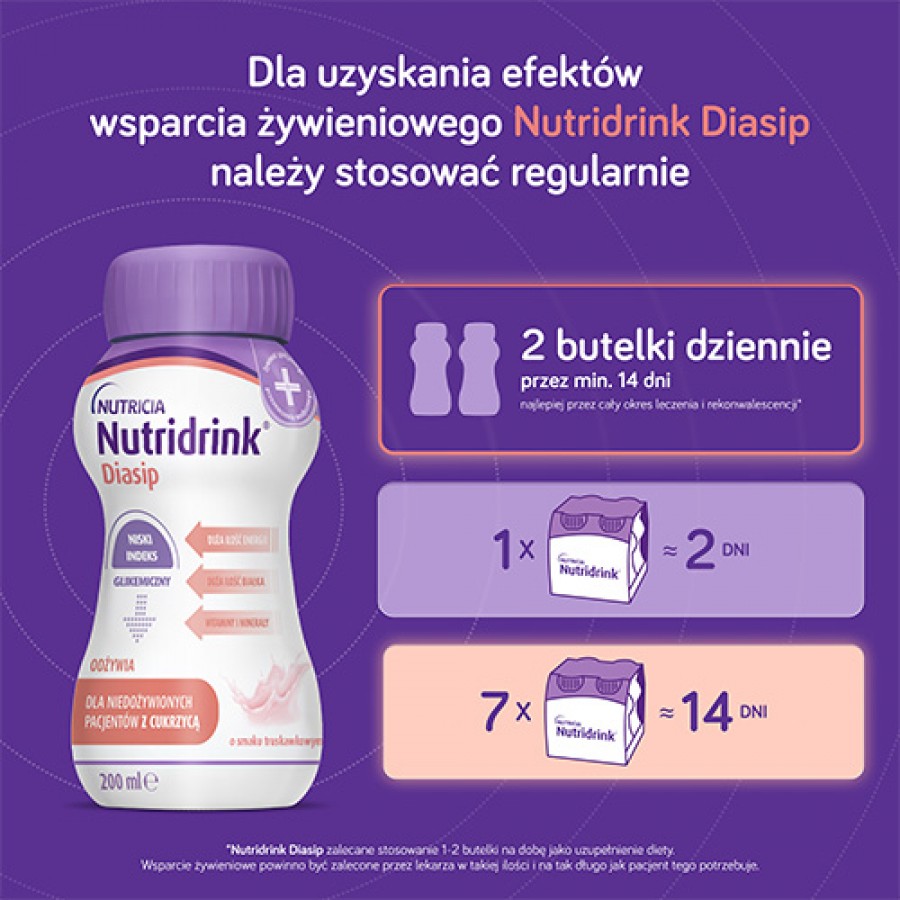 #5 – Nutridrink Diasip o smaku truskawkowym, 4 x 200 ml