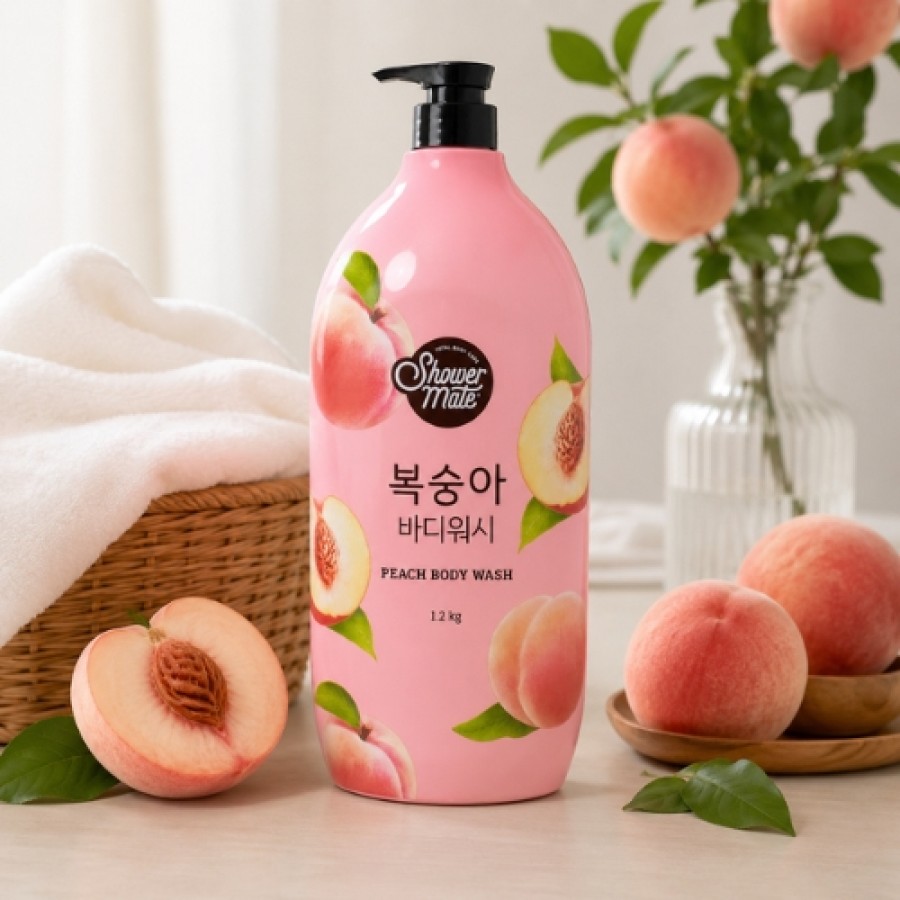 Zdjęcie produktu - 3 Aekyung Showermate Natural Peach Żel pod prysznic, 1,2 l