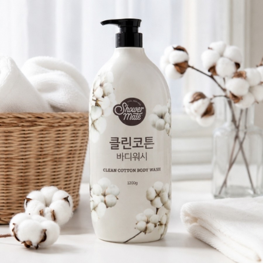 Zdjęcie produktu - 3 Aekyung Showermate Natural Clean Cotton Żel pod prysznic, 1,2 l