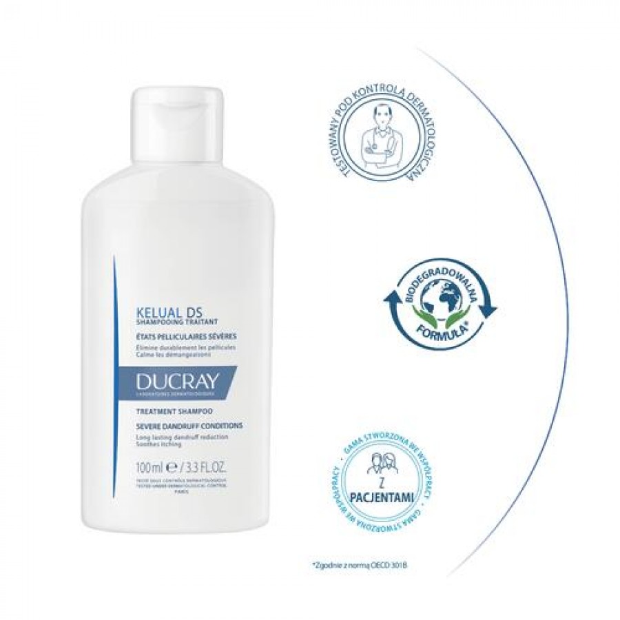 Miniaturka artykułu - #1 DUCRAY KELUAL DS Szampon do postępowania w ciężkich stanach łupieżowych, 100ml