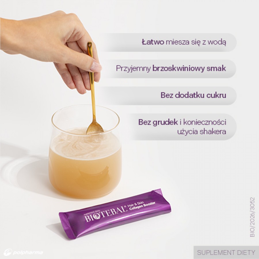#4 – Biotebal Hair & Skin Collagen Booster o smaku brzoskwiniowym, 30 sasz.