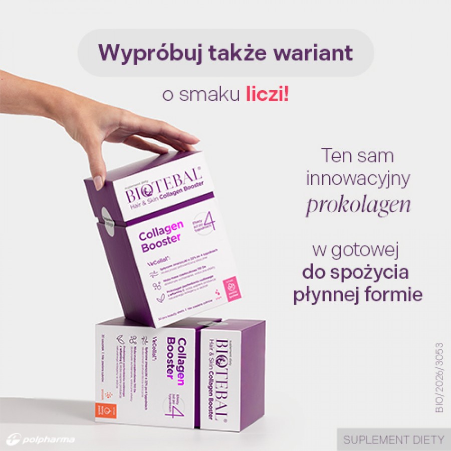 #6 – Biotebal Hair & Skin Collagen Booster o smaku brzoskwiniowym, 30 sasz.