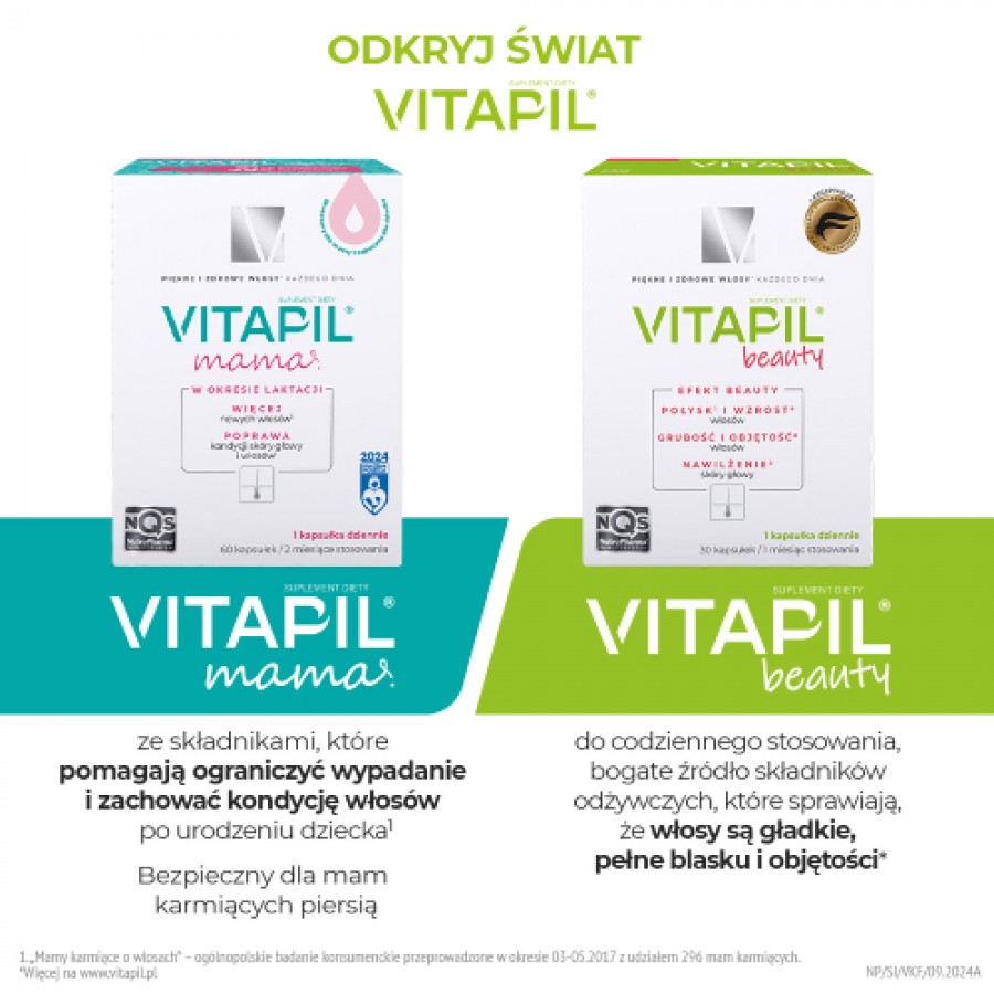 Zdjęcie produktu - 2 VITAPIL z biotyną i bambusem - sk&oacute;ra, włosy, paznokcie, 60 kaps.
