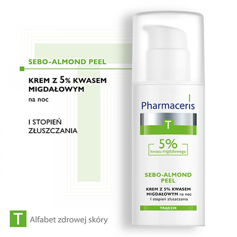 Miniaturka artykułu - #0 Pharmaceris T SEBO-ALMOND PEEL 5% Krem z 5% kwasem migdałowym na noc - I stopień złuszczania, 50 ml