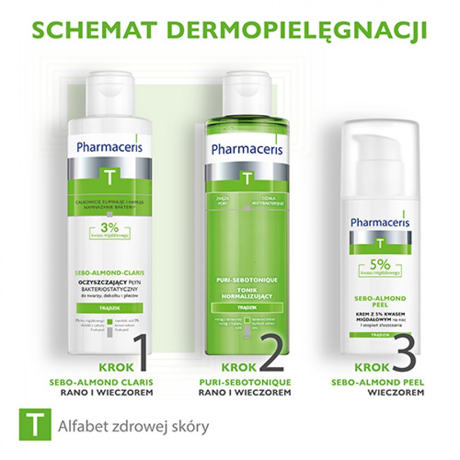 Zdjęcie produktu - 3 Pharmaceris T SEBO-ALMOND PEEL 5% Krem z 5% kwasem migdałowym na noc - I stopień złuszczania, 50 ml