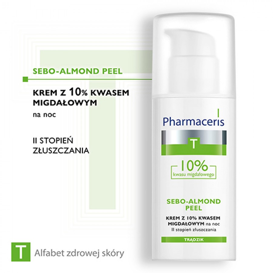 Miniaturka artykułu - #0 Pharmaceris T SEBO-ALMOND PEEL 10% Krem z 10% kwasem migdałowym na noc - II stopień złuszczania, 50 ml