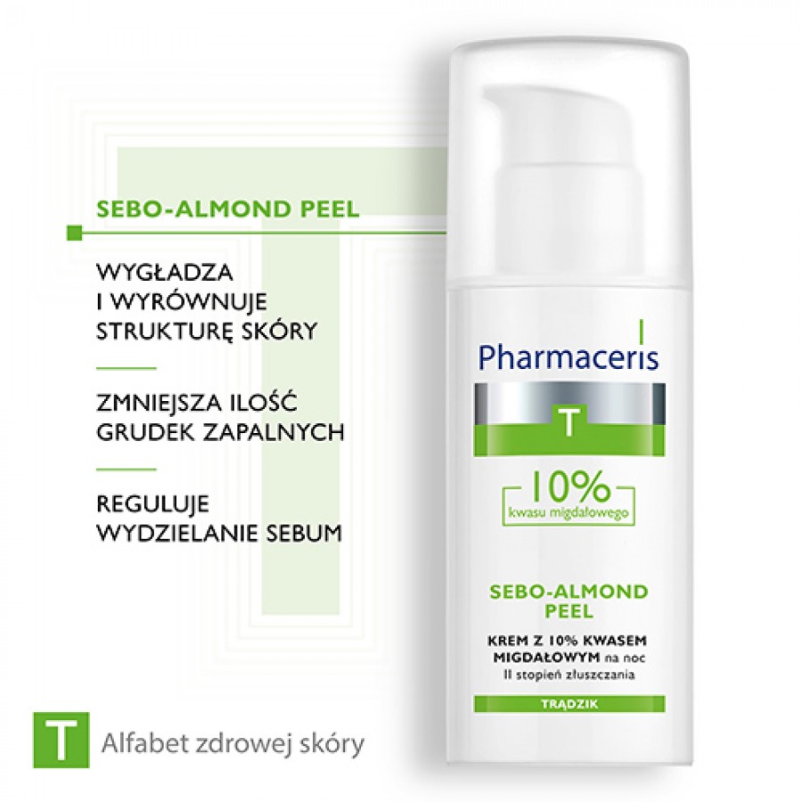 Zdjęcie produktu - 2 Pharmaceris T SEBO-ALMOND PEEL 10% Krem z 10% kwasem migdałowym na noc - II stopień złuszczania, 50 ml