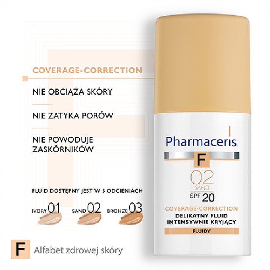 Zdjęcie produktu - 3 Pharmaceris F fluid intensywnie kryjący 02 z filtrem SPF 20, 30 ml