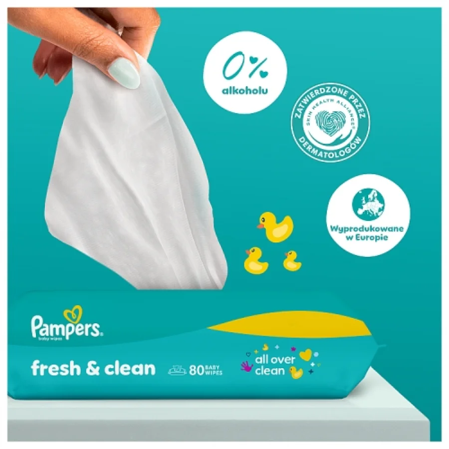 #2 – Pampers Fresh Clean Chusteczki nawilżane dla dzieci, 20 x 80 szt.