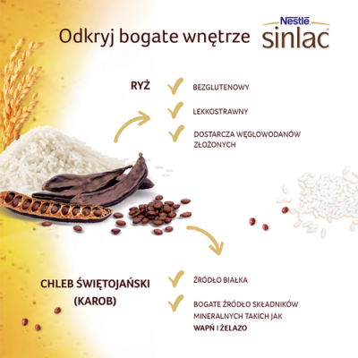 Zdjęcie produktu - 2 NESTLE SINLAC Bezglutenowy produkt zbożowy dla niemowląt po 4. miesiącu życia, 500g
