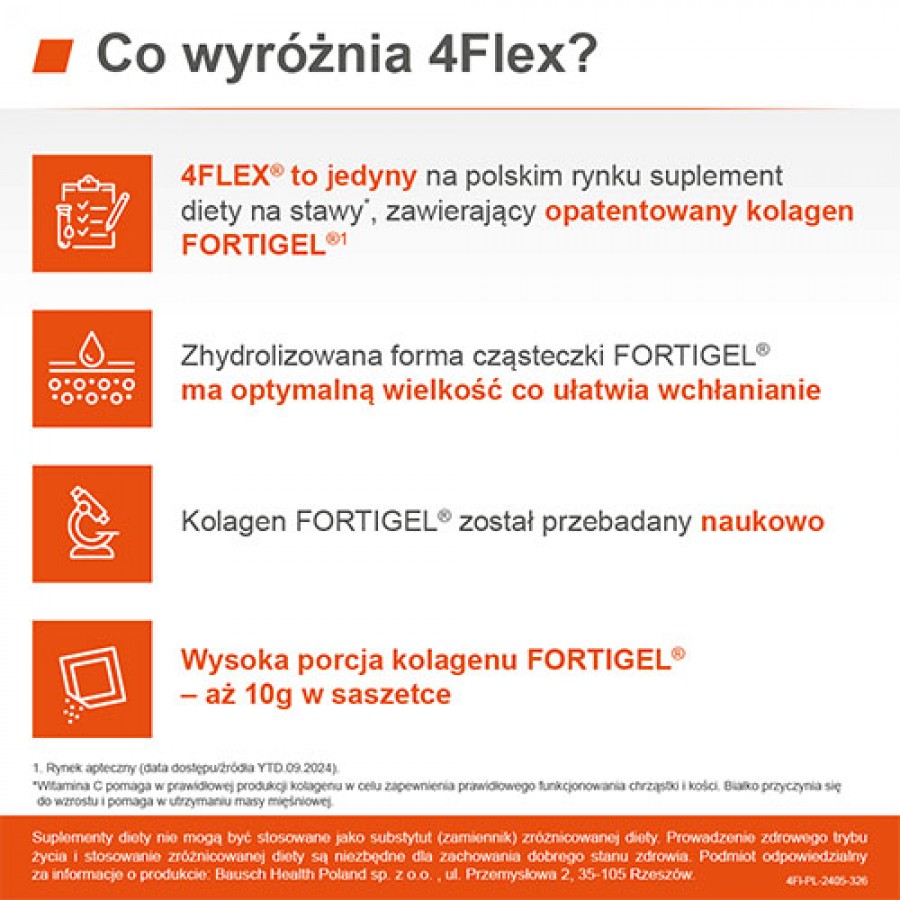 Zdjęcie produktu - 3 4Flex, 30 sasz. - kolagen w proszku
