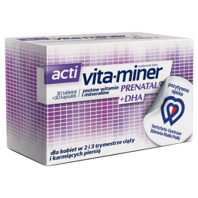 Zdjęcie produktu - 0 VITA-MINER Prenatal+DHA - 30 tabletek +30 kapsułek