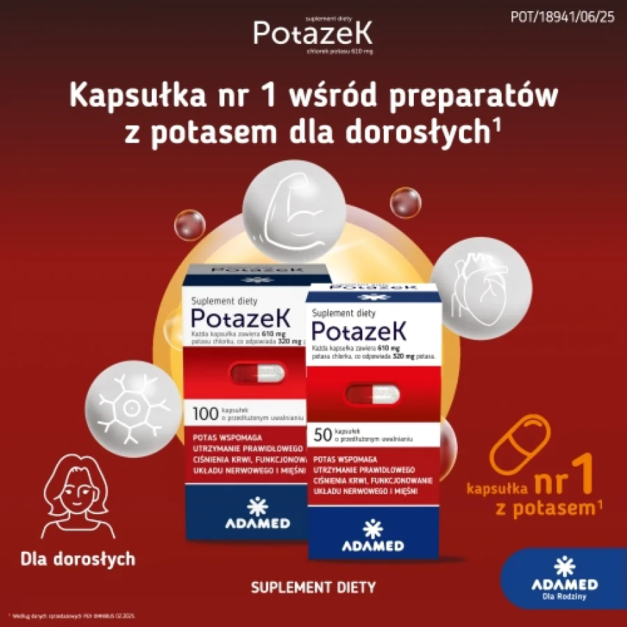 #1 – POTAZEK + chlorek potasu, 100 kapsułek
