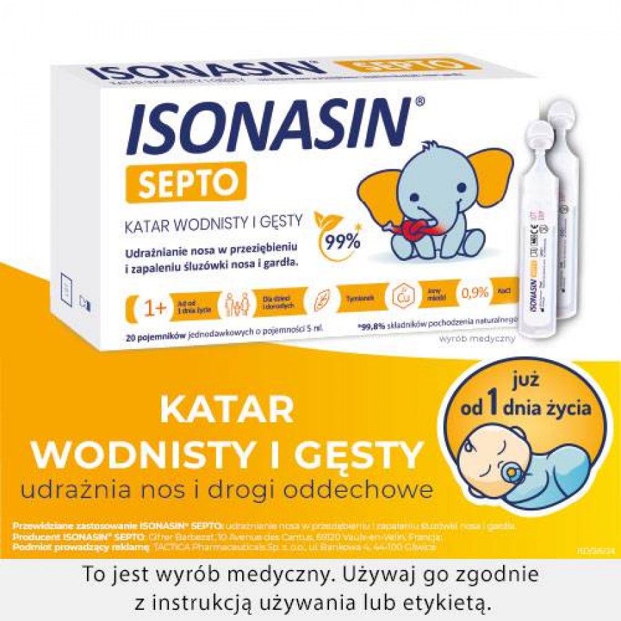 Miniaturka artykułu - #0 ISONASIN SEPTO Krople do nosa, 20 ampułek