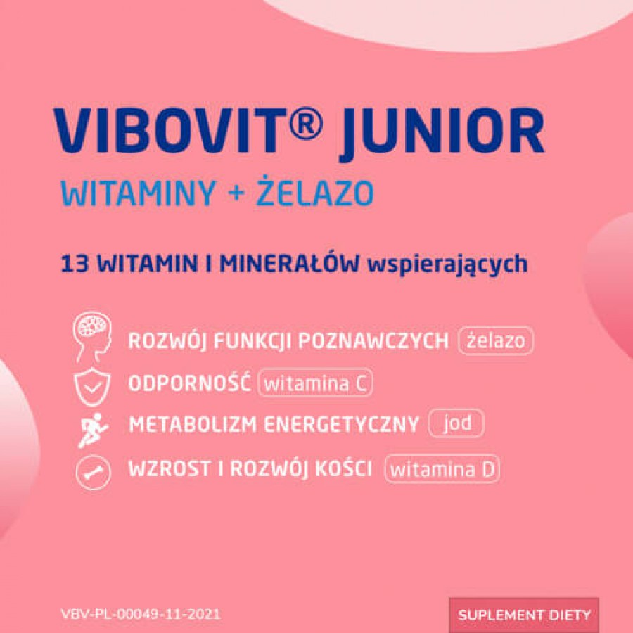 Miniaturka artykułu - #0 VIBOVIT JUNIOR Witaminy+Żelazo, 30 tabl.