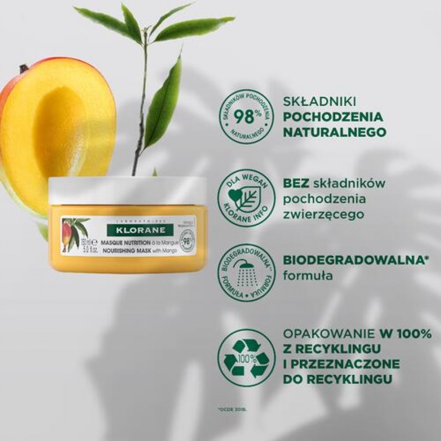 Miniaturka artykułu - #0 KLORANE Maseczka do włos&oacute;w z mango, 150ml