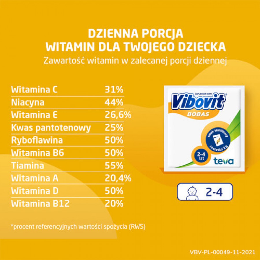 Miniaturka artykułu - #1 VIBOVIT BOBAS Waniliowy - 30 saszetek 